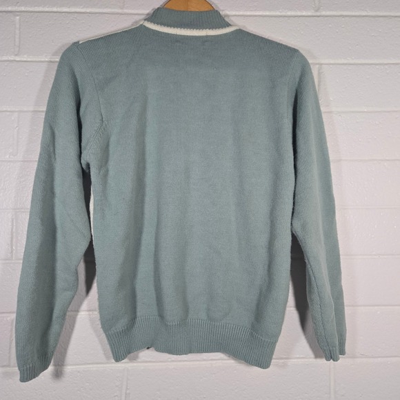 Vtg Alfred Dunner Sweater Medium Argyle Floral Mock Neck Knit Grannycore Cottage - Picture 7 of 7